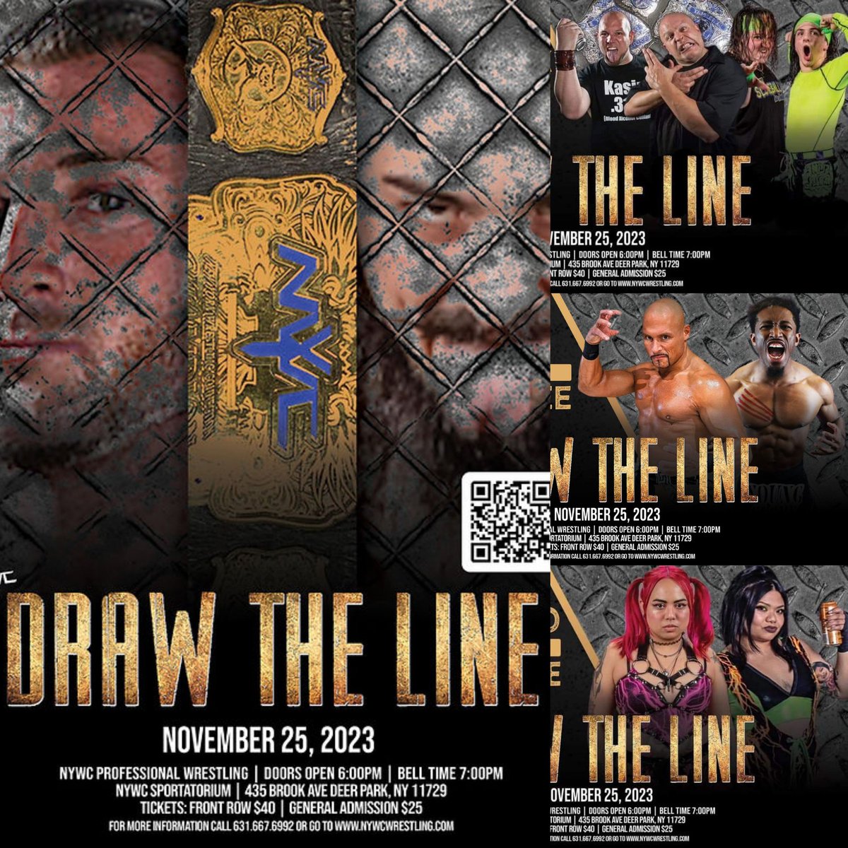 This card is just heating up! Stay tuned for more announcements about Draw the Line in the next few days! Tickets are still available at nywcwrestling.com Draw the Line takes place on November 25th at the NYWC Sportatorium in Deer Park!