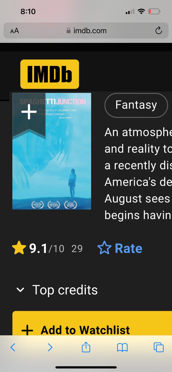 Excited that SPAGHETTI JUNCTION has a 9.1 rating on <a href="/IMDb/">IMDb</a> 🙏 !! If you're in the mood for a lo-fi alien love story with a shoegazey score by <a href="/_HEALTH_/">HEALTH</a> go check it out on Amazon.