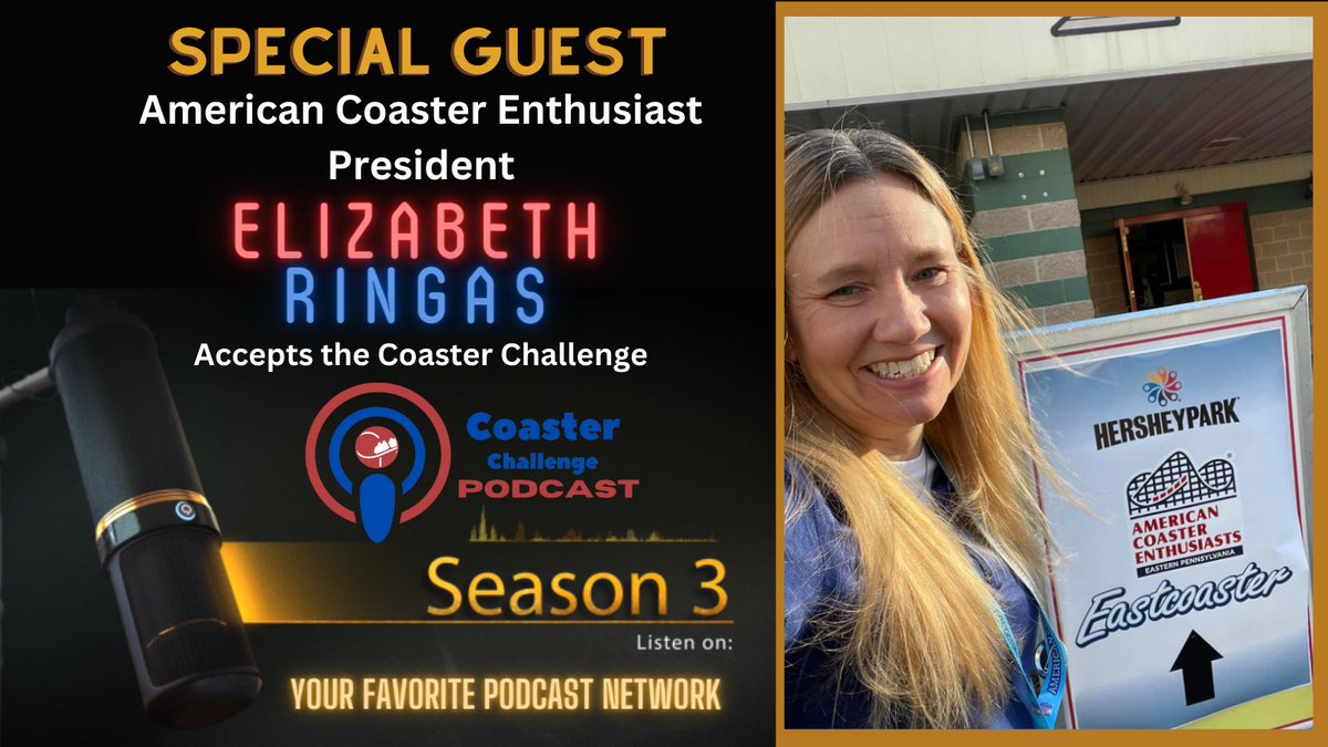 CoasterChallen2's tweet photo. I'm listening to Coaster Challenge Podcast | Episode 131: President of American Coaster Enthusiast Elizabeth Ringas accepts the Coaster Challenge on Podbean, check it out! https://t.co/SEQLzLF34a https://t.co/mg2sbEm6Vw