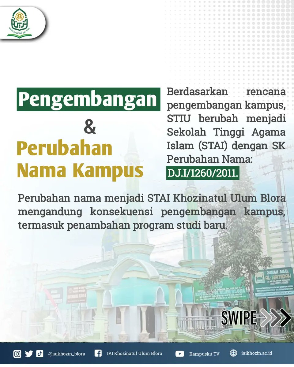 iaikublora's tweet photo. hallo #SantriAkademisi

Yuk mari kita simak sejarah singkat mengenai IAI Khozinatul Ulum Blora.
_____
Follow kami ;
Instagram | Tiktok : @iaiku.blora
Twitter : @iaikublora
FB : IAI Khozinatul Ulum Blora
Youtube : Kampusku TV
Website : https://t.co/T1vd3cyx7U
➖➖➖➖➖➖ https://t.co/JyYIFeFv9H