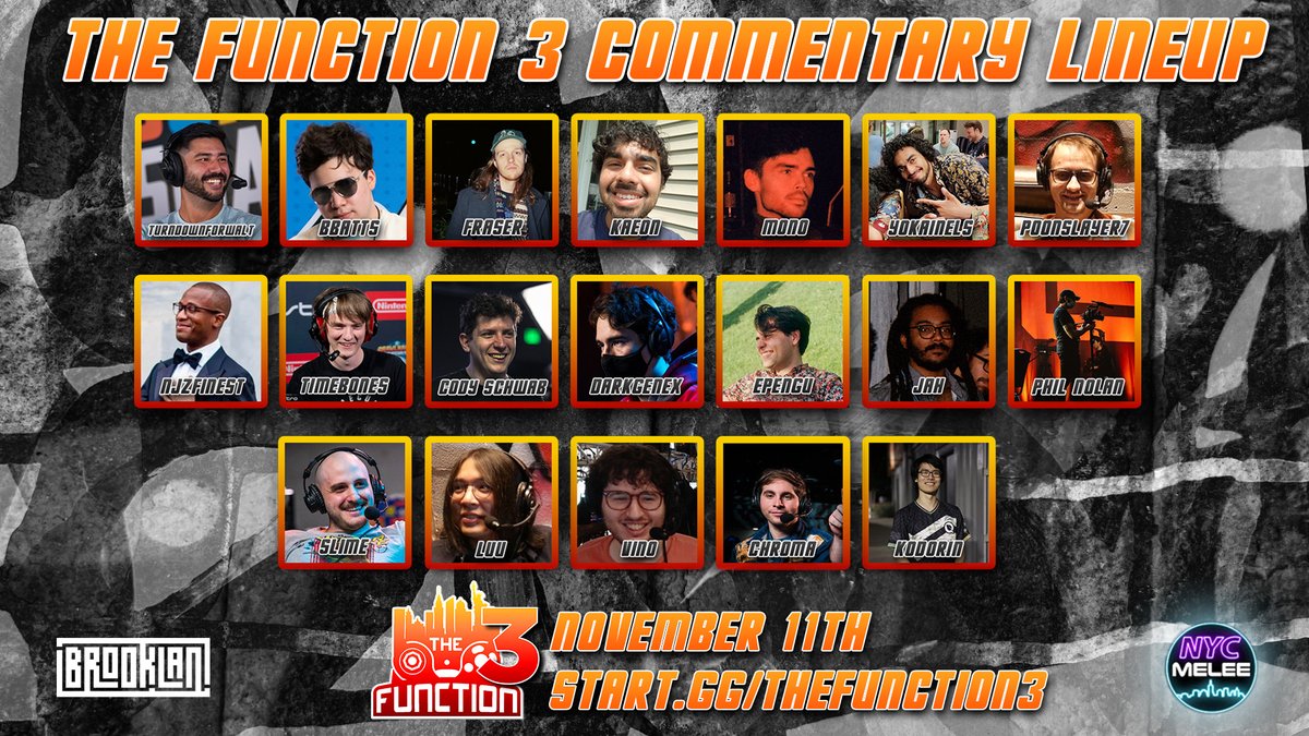 Here are your COMMENTATORS for The Function 3 happening TOMORROW, make sure to tune in! Plenty of Tristate talent and special guests on the mic in this stacked commentary lineup!