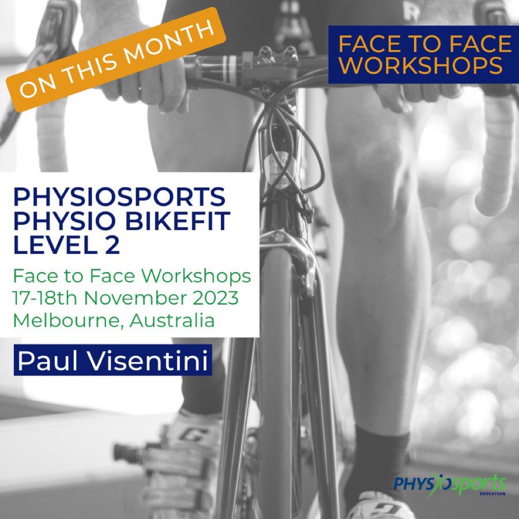 ✨ON NEXT WEEK💫

🚴‍♂️PHYSIO BIKEFIT LEVEL 2 FACE TO FACE, MELBOURNE 17-18 NOVEMBER 2023🚴‍♀️

<a href="/paulvisentini/">Paul Visentini</a> 

Take ur career 2 the next level with our new level 2 course.   
⬆️ info bit.ly/3XMQpgP   

Haven’t completed L1? It’s now all online here bit.ly/3Z4xrTV