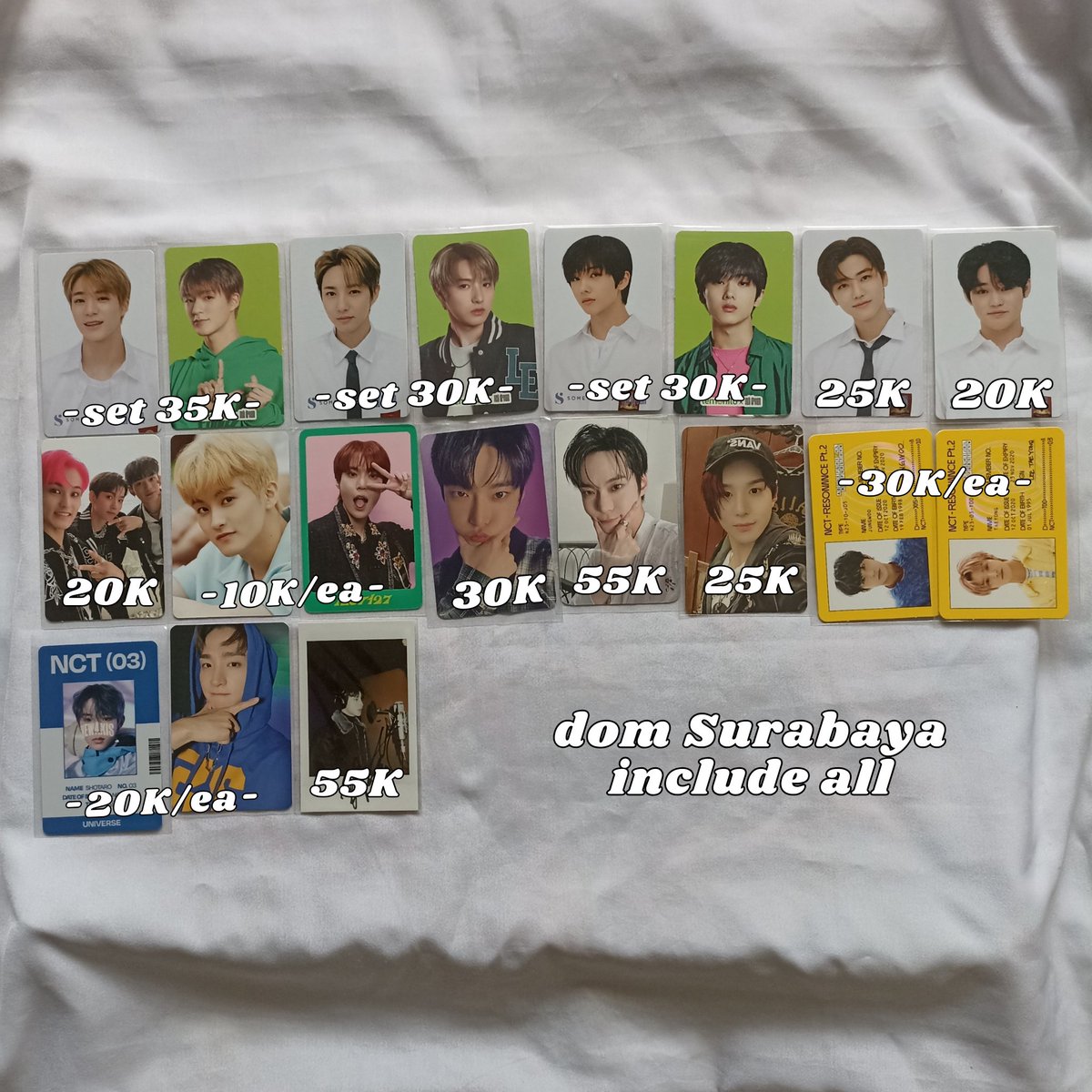 [ help rt &amp; like ]

WTS AAB NCT!!!

📍 Surabaya 

• bisa co lewat shopi live
• condi bisa DM
• bisa keep event w/ dp
• keep banyak dpt diskon
• abis dm tag aku ya dikomen^^

tags; wts wtb sbt haechan taeyong jungwoo shotaro doyoung mark chenle yuta istj emblem nct dream 127