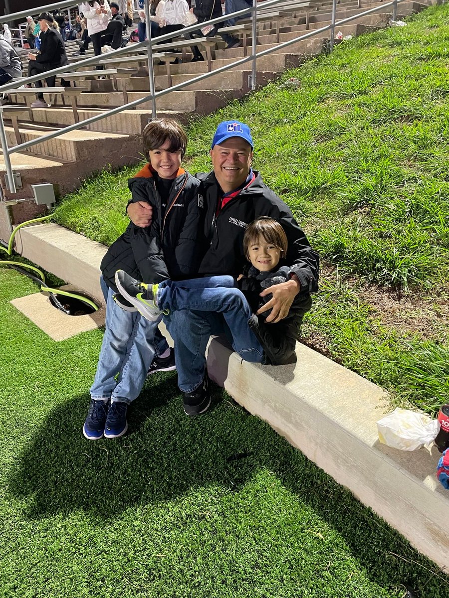 Ryan and Jon joined grandpa to watch their dad coach in the first round of the UIL football playoffs!