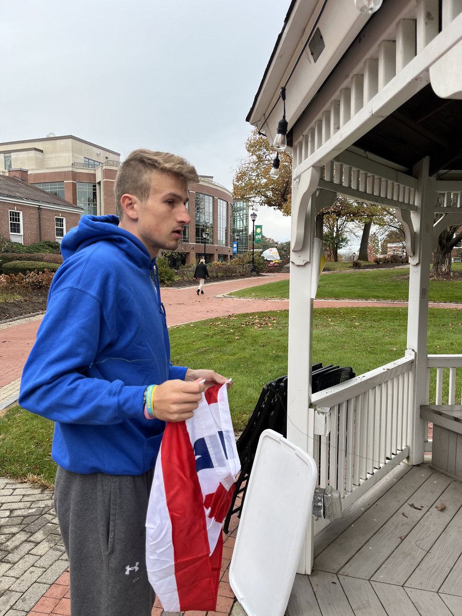 Thank you to Coach Lebeau and the men of ⁦<a href="/GoldenBearFB/">Golden Bear Football</a>⁩ for partnering with the College of Business ⁦<a href="/WNEUniversity/">Western New England University</a>⁩ to honor our veterans at a moving ceremony on campus today. Honored to have your support and to share a deep commitment to serving others. #GBProud