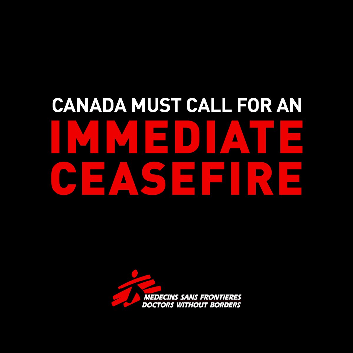 Doctors Without Borders urgently requests that the Canadian Government do everything within its power to achieve an immediate ceasefire in #Gaza .  

Read our letter: bit.ly/3QzzHQq