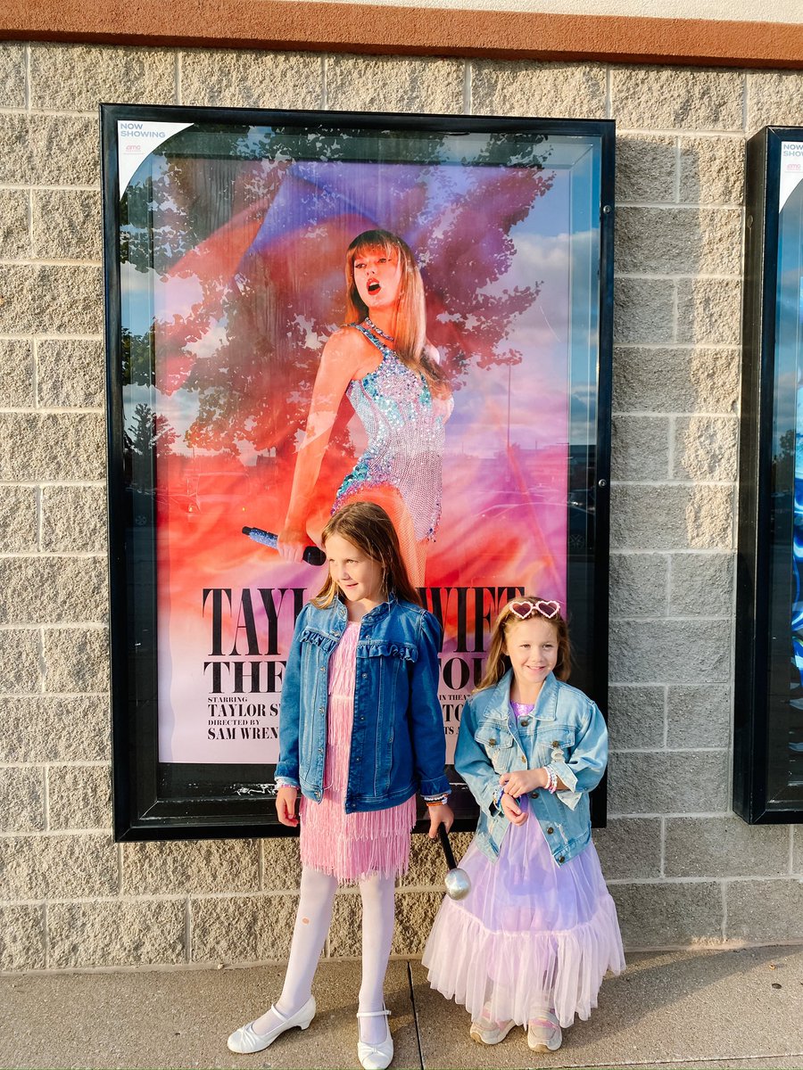 ms_em317's tweet photo. @ErasTourResell My 8 year old is a true swiftie, has posters in her room, trades friendship bracelets with friends in her classroom and I would treasure those memories with her forever 😭 (pic of her at the movie posing like the poster!) https://t.co/ZwyPFhudvF