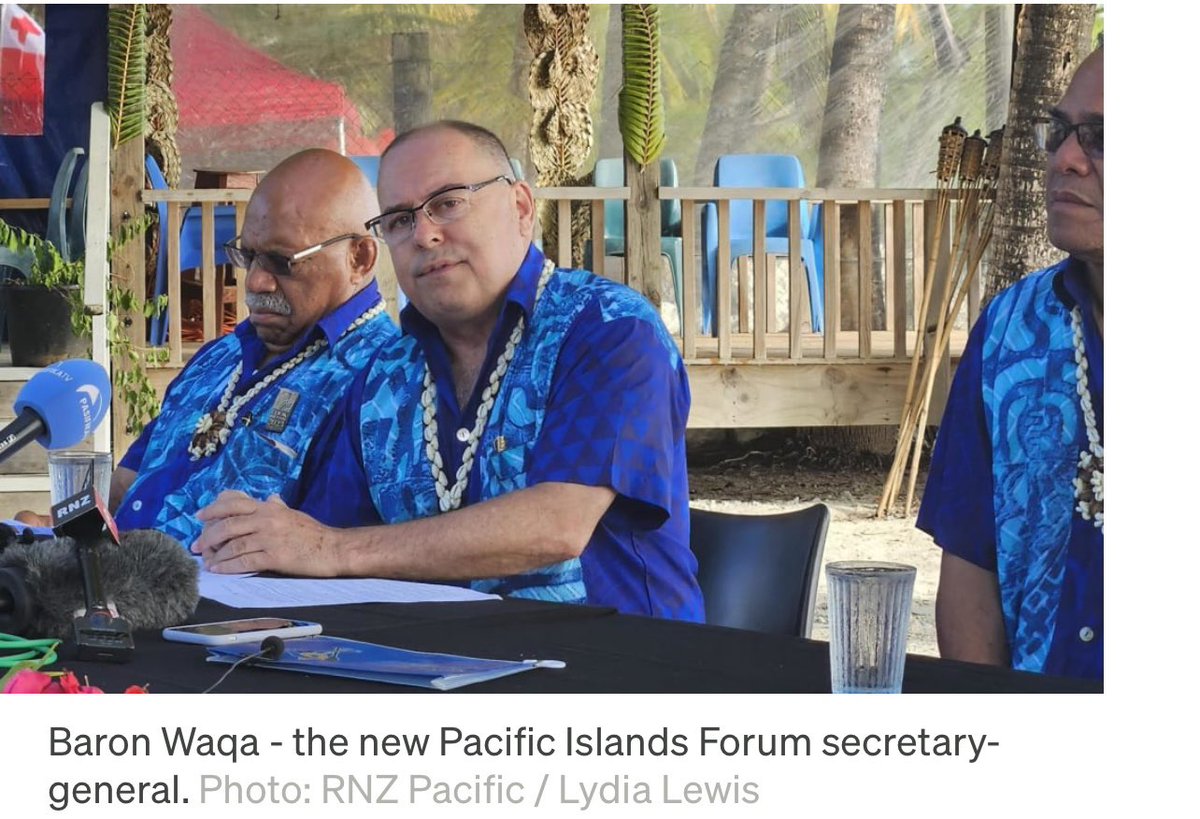 #PacificIslandsForum leaders have emerged from their retreat on Aitutaki with their outcomes document, confirming  former #Nauru president #BaronWaqa as the Secretary General of he Pacific Islands Forum. Nauru delegations didn’t like this.