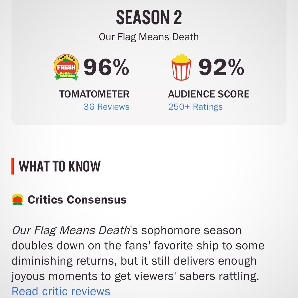 sambaschutte's tweet image. That’s almost an A+ in my household. Thank you to our incredible fans and congrats to everyone involved with #OurFlagMeansDeath🙏🏾❤️☠️🏴☠️