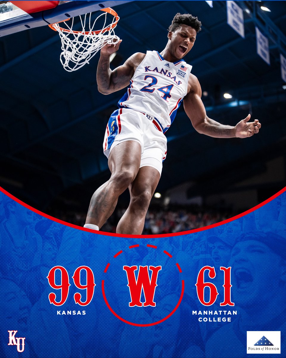 KUHoops's tweet photo. 2-0.  

#RockChalk | @FoldsofHonor https://t.co/KvVLa9iVn7