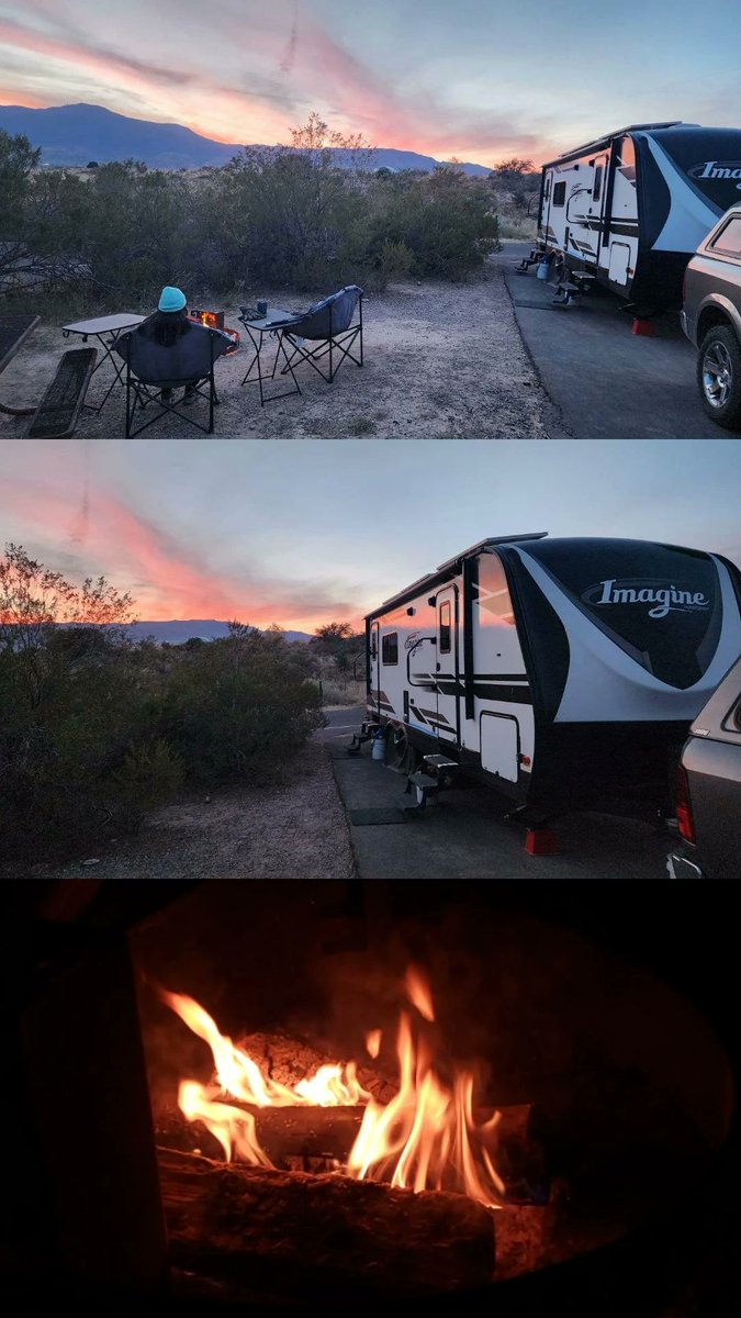 A sunset walk to the river, and a campfire with my love. Another good memory. 😺 Thank you, Lord! Happy Veterans Day weekend!! God bless America!!! ✝️❤

#FaithLoveAdventure 
#RVLife 
#RVCommunity 
#ChristianRVCommunity 
#RVChristianCommunity 
#Hiking 
#Camping
#Travel
