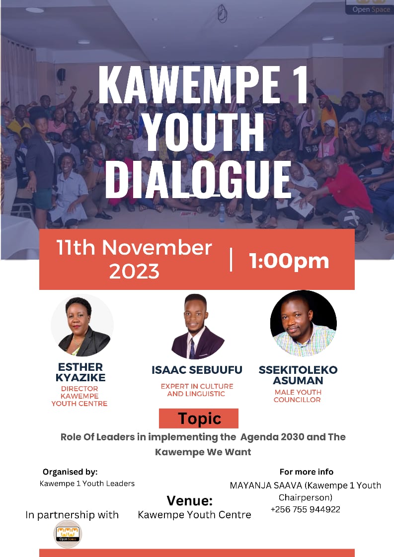 The Long Waited Day is Here !!
All Roads will be heading to Kawempe 1 Parish Today for the #YouthDialogue as away of implementing the #MYPP .the doors will be open starting from 1:00pm at Kawempe Youth Center .