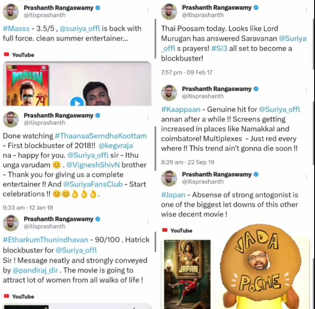 WalkMan_Ajith's tweet photo. Panda reviews.

Vijay movie sumaar na movie mudiyum Podhe 6 negative tweets irukum. Minus ah perusa pesuvan.
Matha movies ku mattum positive caption 🤣🤣

Suriya family            Vijay Movies 
movies https://t.co/XMJC5XTRvR