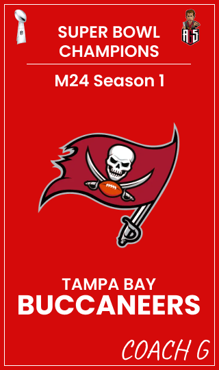 ags_pc's tweet photo. Congrats to Coach Greatness for winning the first AGS Super Bowl of Madden 24. The Bucs came back from a double-digit Raiders lead in the 4th Quarter to take the AGS 👑. #ags4pc #Madden24 

 Thank you to Coach Wo for the graphic! https://t.co/IXITyXvDjU