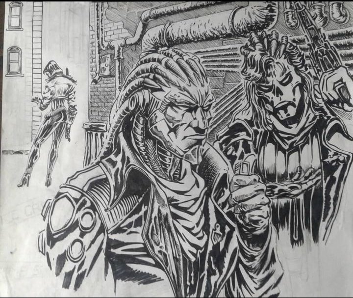 RomuloBarvaArt's tweet photo. Comic page layout. "The New Code" ®️ project. Pencil and ink. Thoughts?
#comicbookartist #comicpage #comicpanels #noir #cyberpunk #comicpenciler #comicinker https://t.co/HlwUSIrbAR