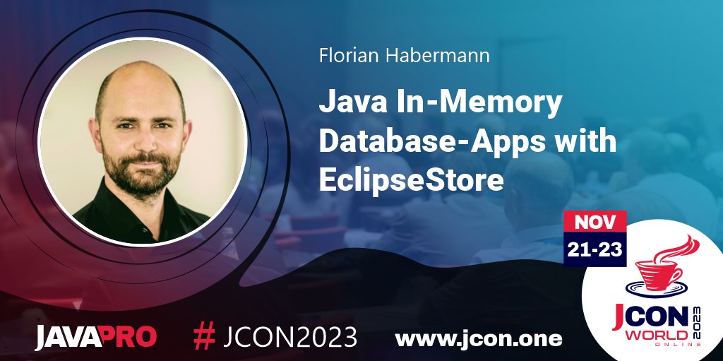 See <a href="/FHHabermann/">Florian Habermann</a> at #JCON2023 WORLD ONLINE  talking about '#Java In-Memory Database-Apps with #EclipseStore'

EclipseStore is a #unique storage technology that stores Java object-graphs #natively, which means similar …

Get your free #JUG Ticket: jcon.one