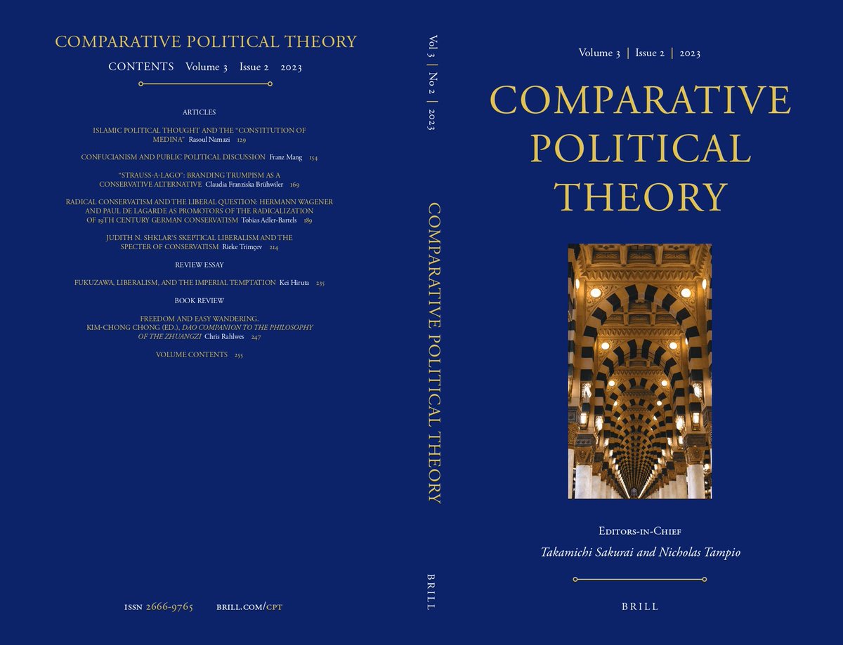 Check out the latest issue of CPT (3/2, 2023), which is just out now! Thanks to R. Namazi, F. Mang, C. F. Brühwiler, @TAB_GAU, <a href="/RTrimcev/">Rieke Trimcev</a>, K. Hiruta &amp; C. Rahlwes.

<a href="/NTampio/">Nicholas Tampio</a>
<a href="/MatthewSlaboch/">Matthew Slaboch</a>
<a href="/TK_Sakurai/">Takamichi Sakurai</a>
@BrillPublishing
<a href="/Brill_Social/">Brill Social Sciences ➡️ Facebook</a>

brill.com/view/journals/…