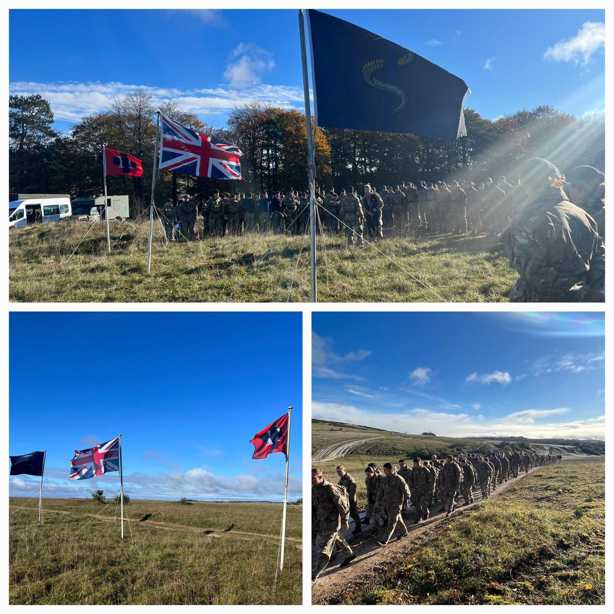 The annual Armd Medics Remembrance Parade on Salisbury Plain.  1 Med Regt and 2 Med Regt march on to Sidbury Hill for the act of Remembrance. #Wewillrememberthem.