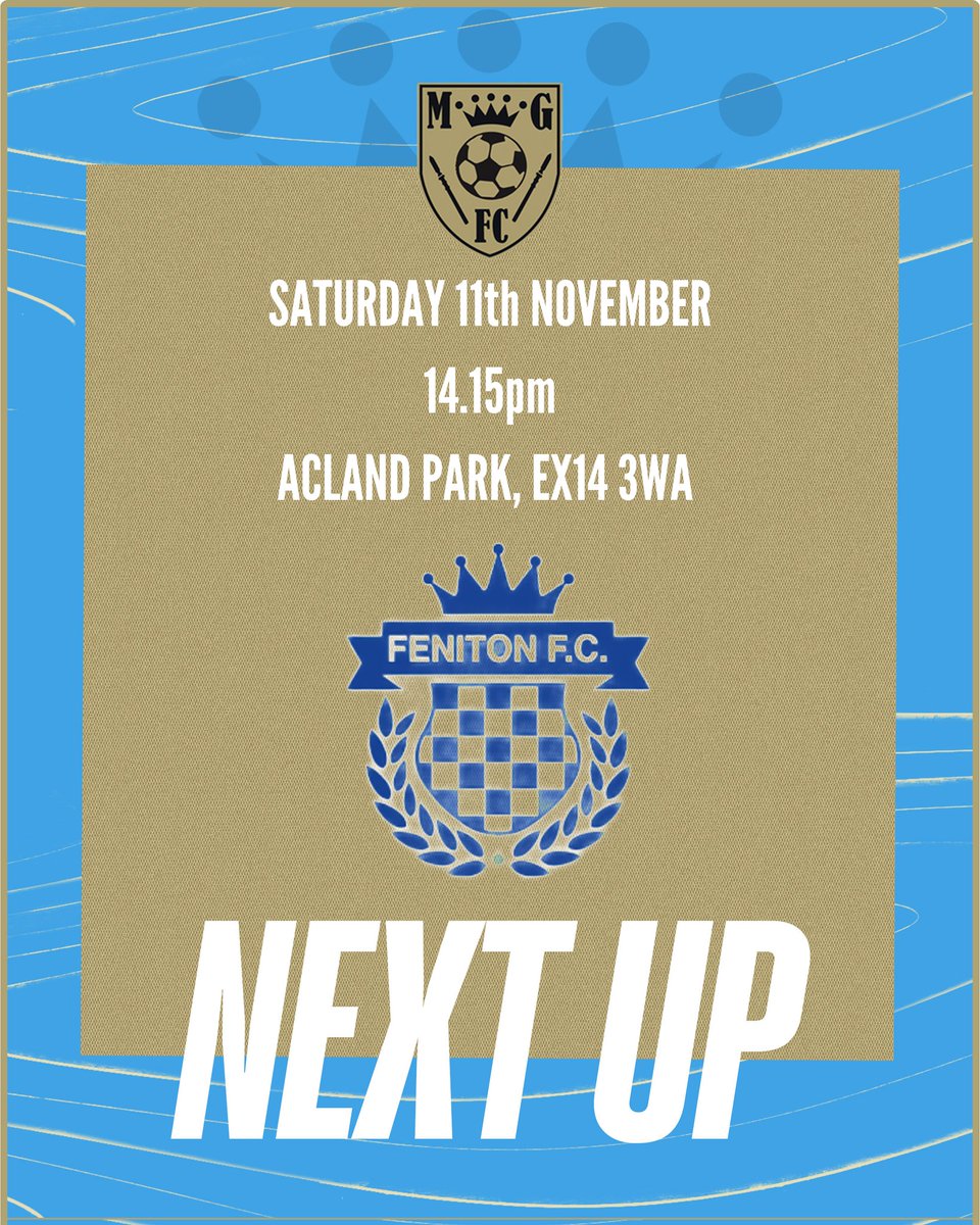 Hello Saturday, It's MATCH DAY! 

🗓 Today
⏰️ 14.15pm
📍 Acland Park  EX14 3WA
🆚️ <a href="/FenitonFC_/">Feniton Football Club</a>
⛅️ Forecast

Come join us on the road as we look to bring home 3pts. 
Your support is always greatly appreciated. 

#MGFC
#MGFamily
<a href="/devondfl/">Devon Football League (DFL)</a> <a href="/PLsportsnews/">PlymouthSportsNews</a>