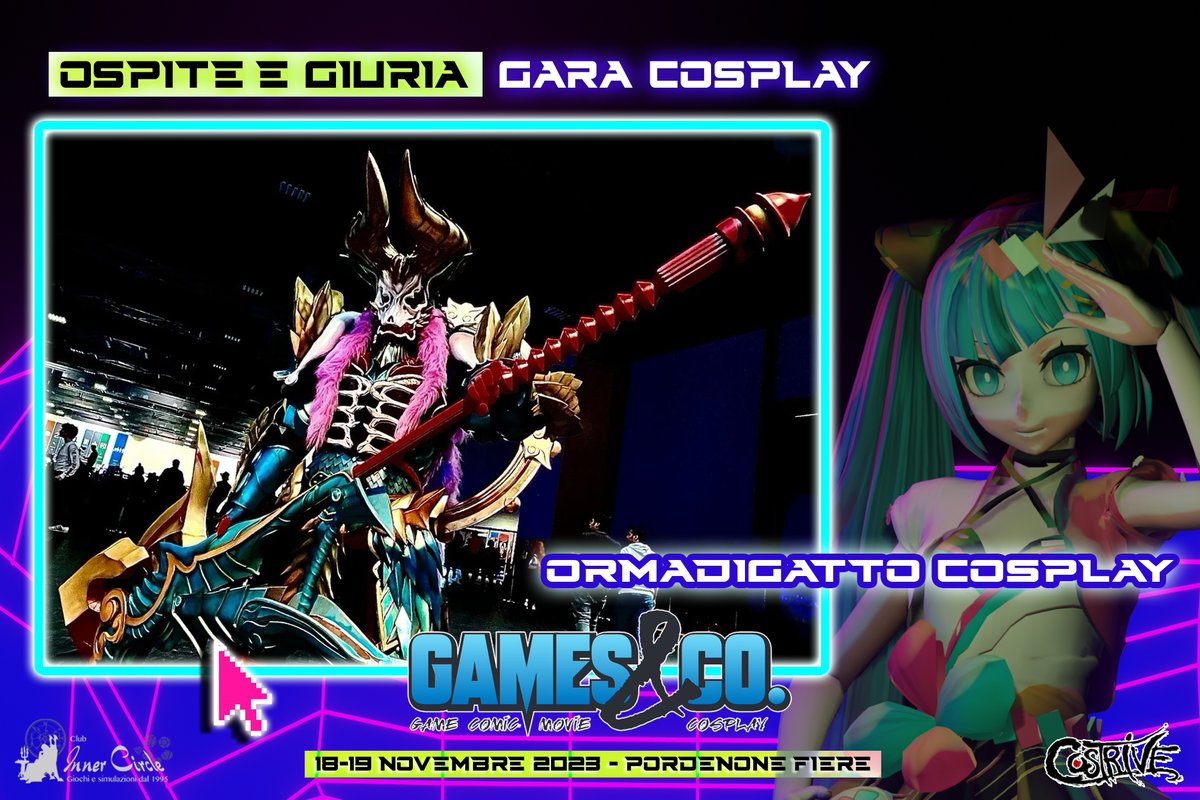 Costrive's tweet photo. Per la gara cosplay avremo 5 giurati di alto livello, venite a conoscerli sia sabato che domenica in area palco presso i loro stand!

#costrive #cosplay #garacosplay #gamesandco #gamesandco2023 #fieradelfumetto #radioamatore2 #pordenonefiere https://t.co/hUQUvAYQej