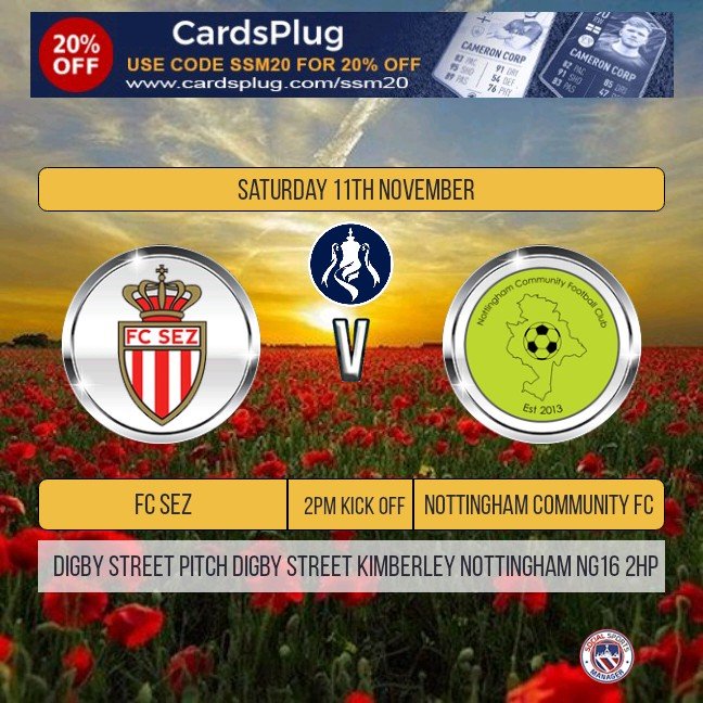 CommunityNFC's tweet image. Weekend of Football starts with  Nottingham Community FC taking on FC Sez away in the @NottsFA County Trophy. Vets are in action on Sunday in the League against newly formed Ernehale @LiveGRfootball  @Teamgrassroots_ @NottsSeniorLge @EuroSoccerCo  #LestWeForget #RemembranceDay