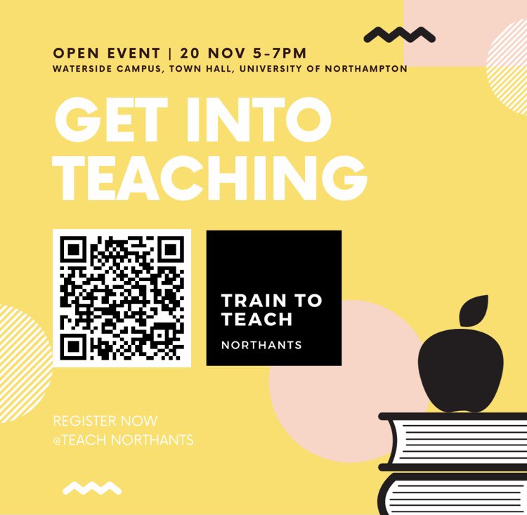 Do you know anyone considering a career in teaching? Invite them to join our open evening hosted by expert providers from the region #getintoteaching:   📅 November 20th | 17:00 - 19:00    📍 University of Northampton   👉 bit.ly/3FdSP1m Teaching Teach Northamptonshire