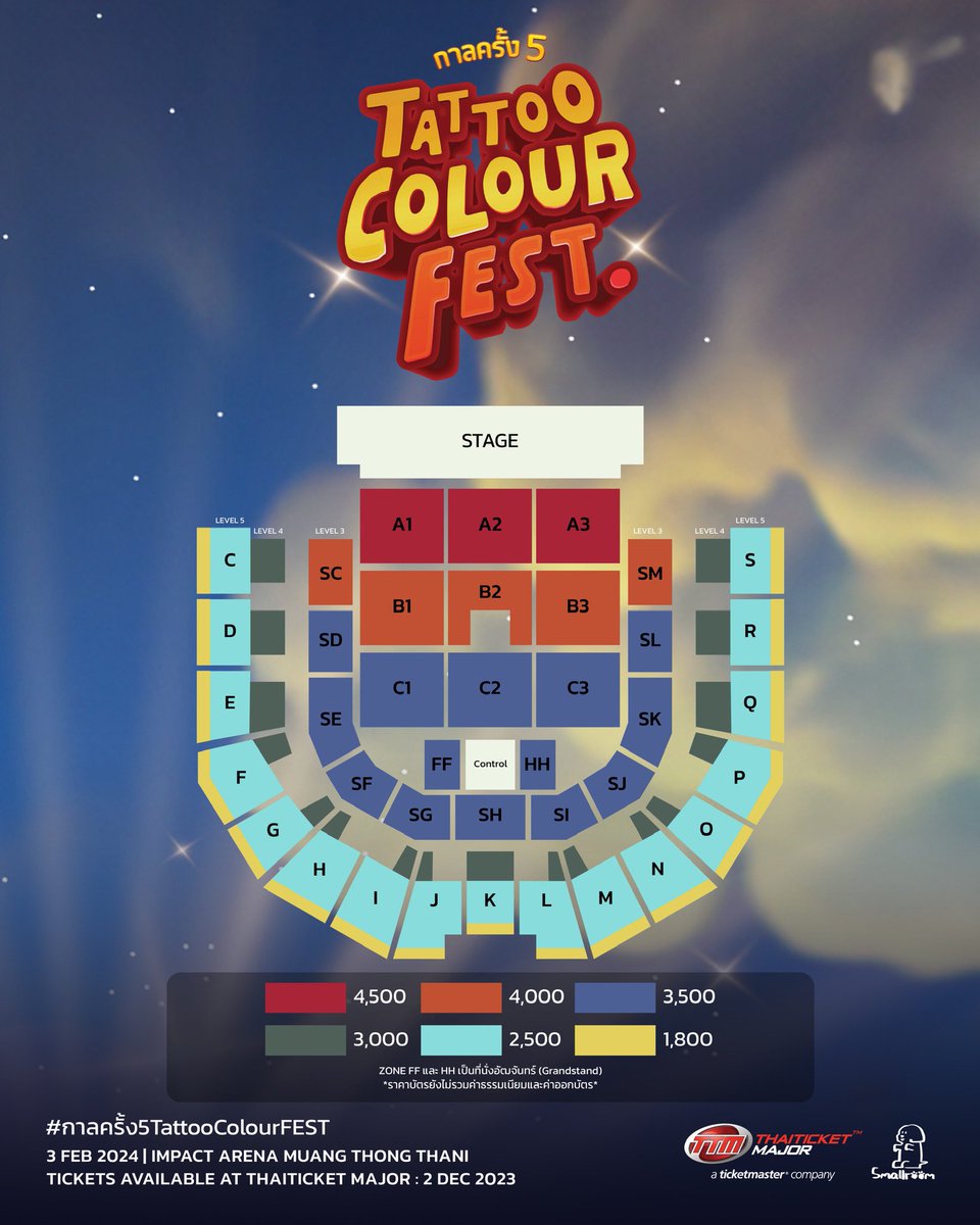 tattoocolourth's tweet image. “กาลครั้ง 5 TATTOO COLOUR FEST.” จัดใหญ่ทั้งที อะไรที่ต้องมี
ก็มีให้หมด !!

3 กุมภาพันธ์ 2567 
ที่ IMPACT ARENA, MUANG THONG THANI

บัตรนั่งราคา 4,500 / 4,000 / 3,500 / 3,000 / 2,500 / และ 1,800

#กาลครั้ง5TattooColourFEST
#Smallroommusic #TattooColourTH
#ชาวนัว #Chaonoir
