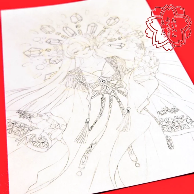 模様とか描き足したので、近いうち着色入ります。#wipart 