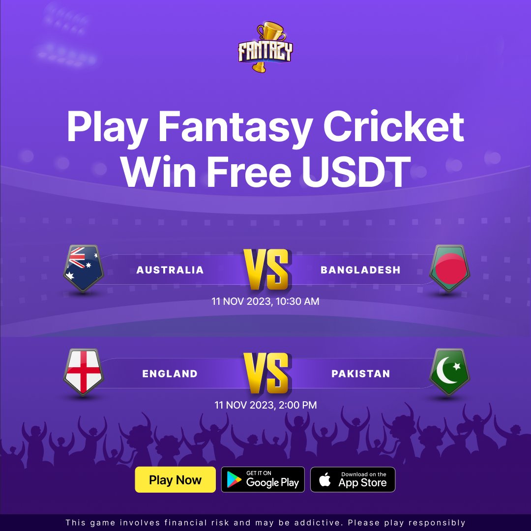 Don't miss out on the chance to double your winnings on Double Fun Day! Play Fantazy now! fantazy.page.link/H3Xd #CricketWorldCup2023 #CricketTwitter #cricketnews #cricketfans #AUSvsBAN #ENGvsPAK #MostWanted #TrendingNow #WorldCup23 #MatchDay #MATCH_DAY