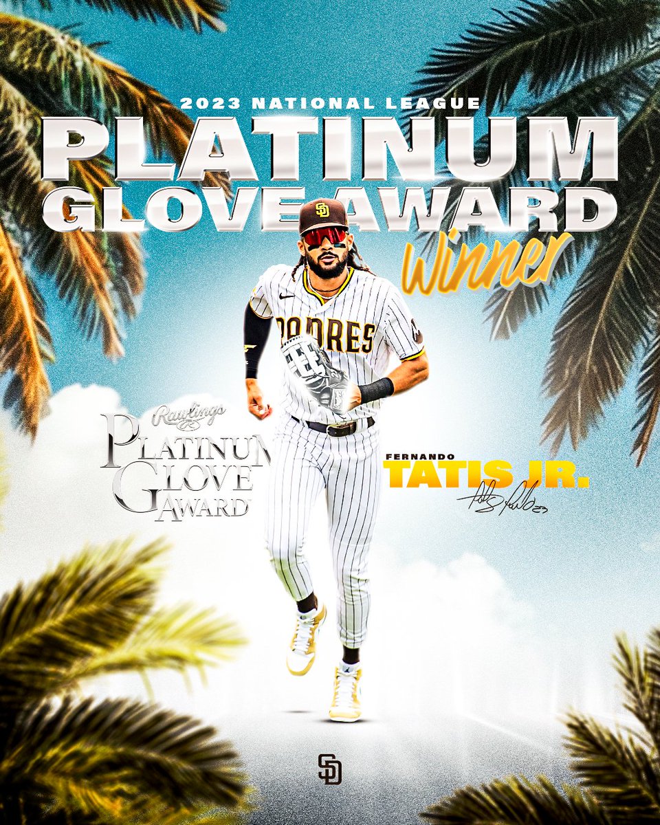 Certified Platinum 👏 Fernando @tatis_jr is the first Padre and the first outfielder in the National League to win a Platinum Glove!