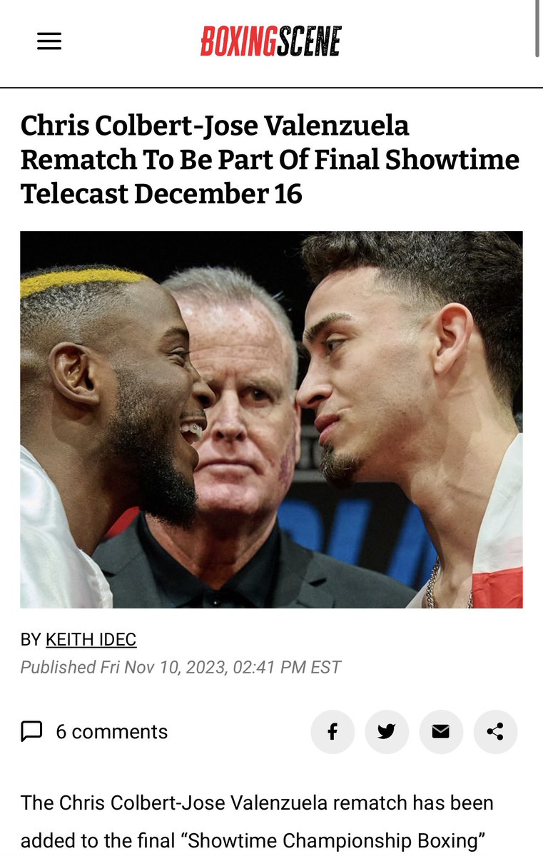 I Said Chris Colbert vs Jose Valenzuela Rematch December 16, 2023 #ColbertValenzuela2 On September 13. @Idecboxing Didn’t Know I Was Tap In. When Everyone Saying December 9 Lmao 🤣 . I Knew This Two Months Ago . You Still My Second Favorite Reporter IDec!