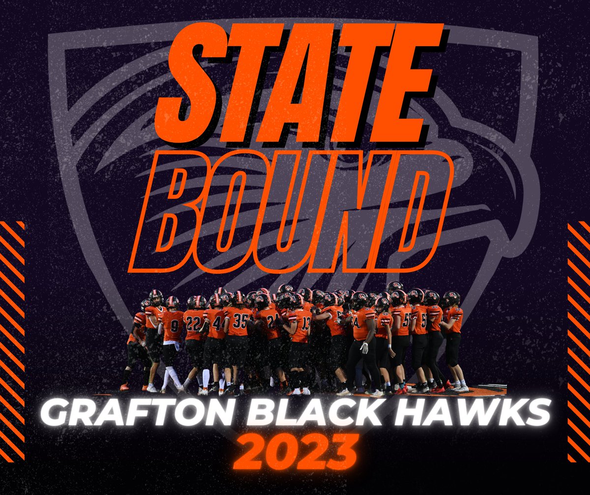 The Grafton Black Hawks are headed to the WIAA State Tournament at UW-Madison in Camp Randall Stadium on Friday, November 17 at 10am!!! 🏈 #BlackHawkpride