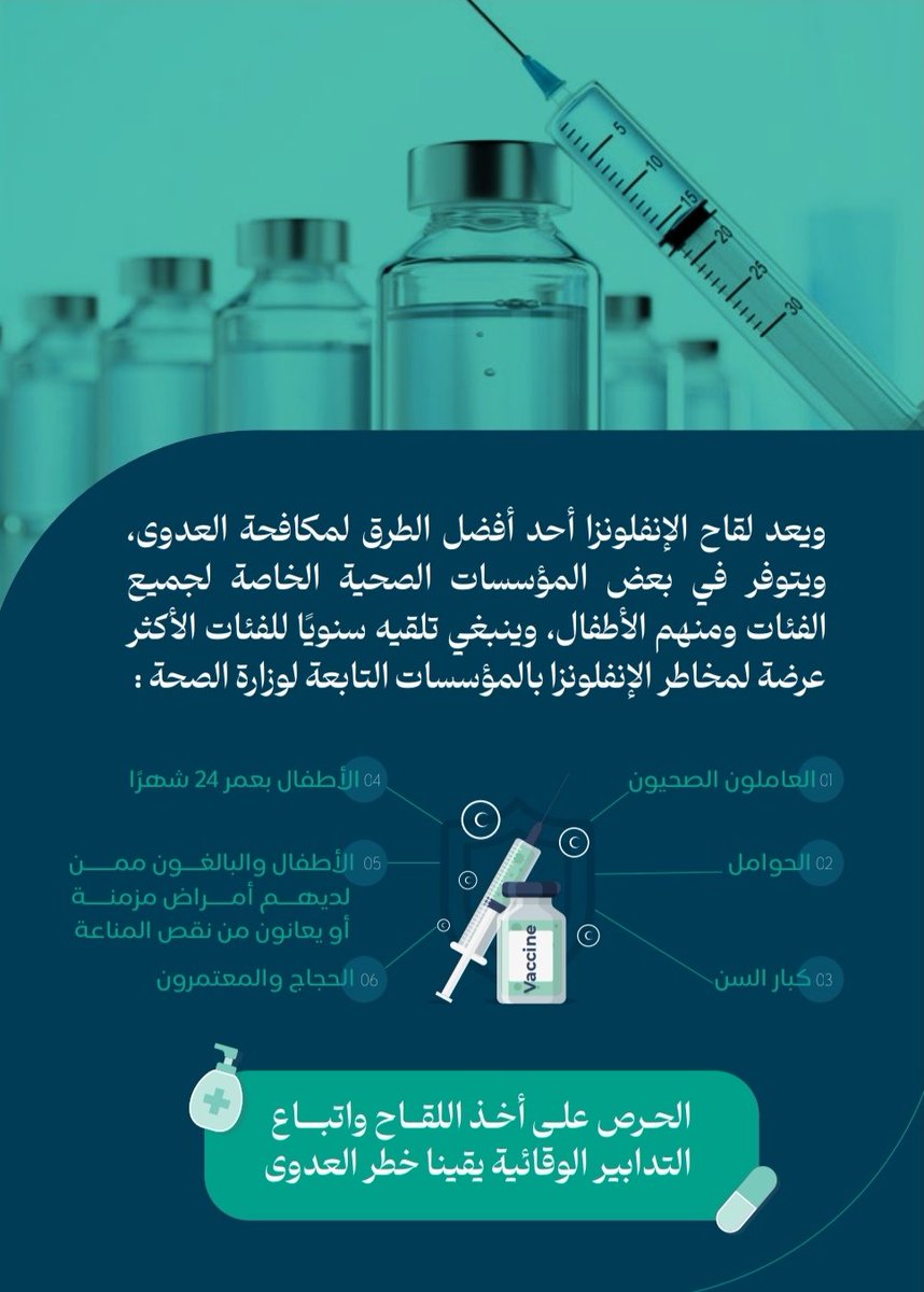 #الإنفلونزا_الموسمية

✴️ ما  تعريفها ؟ 
✴️ ماهي الأعراض المصاحبة لها ؟ 
✴️ ماهي أهم الإجراءات الاحترازية لتجنب الإصابة بها ؟ 
✴️ ماهي أفضل الطرق لمكافحتها ؟

#صحة_رائدة_مستدامة_للجميع
#صحية_جنوب_الباطنة