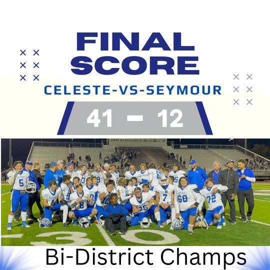 1st round of playoffs WE ARE NOT GOING HOME . Big W AND DIG DEFENSE … One game at a time #AGTG 1% EVERYDAY <a href="/FballCeleste/">Celeste Blue Devils</a> will still be playing football in TEXAS <a href="/RectorDemetrius/">Demetrius Rector</a> <a href="/CoachSpoonemore/">Coach Josh Spoonemore</a> <a href="/CWAdkins75/">Coach Adkins</a> <a href="/arpfire25/">Chris Stewart</a>