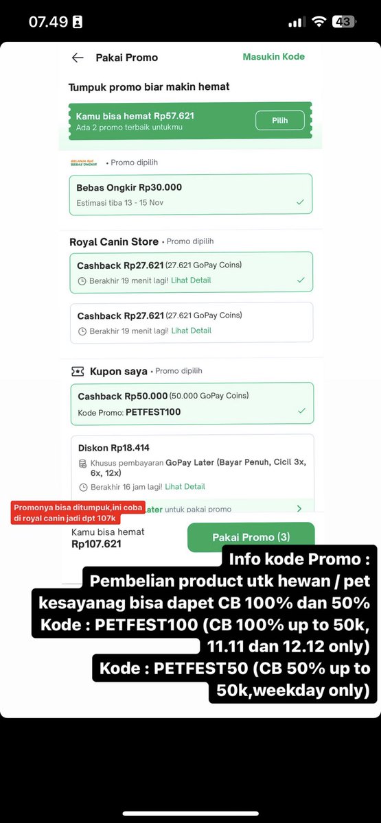 Buat yang nyari promo, ini kode buat yang punya pet kesayangan