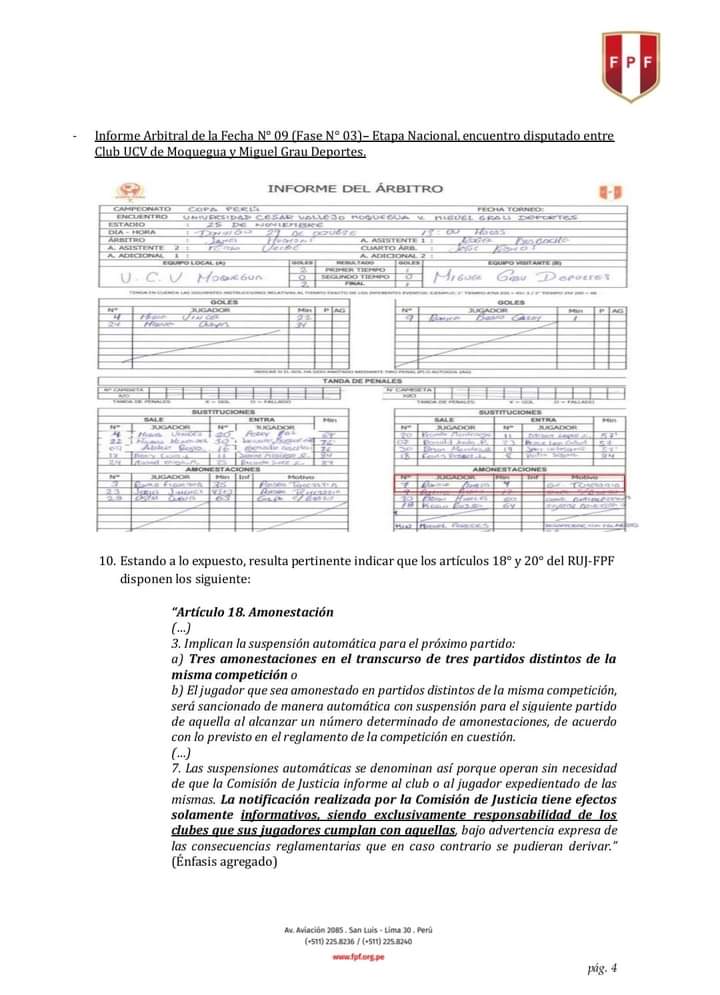 #CopaPerú #EtapaNacional #8vosdeFinal UCV Moquegua clasificó a cuartos de fi al, hoy salió el fallo de la comisión disciplinaria respecto al reclamo contra Miguel Grau de Abancay (1/2)