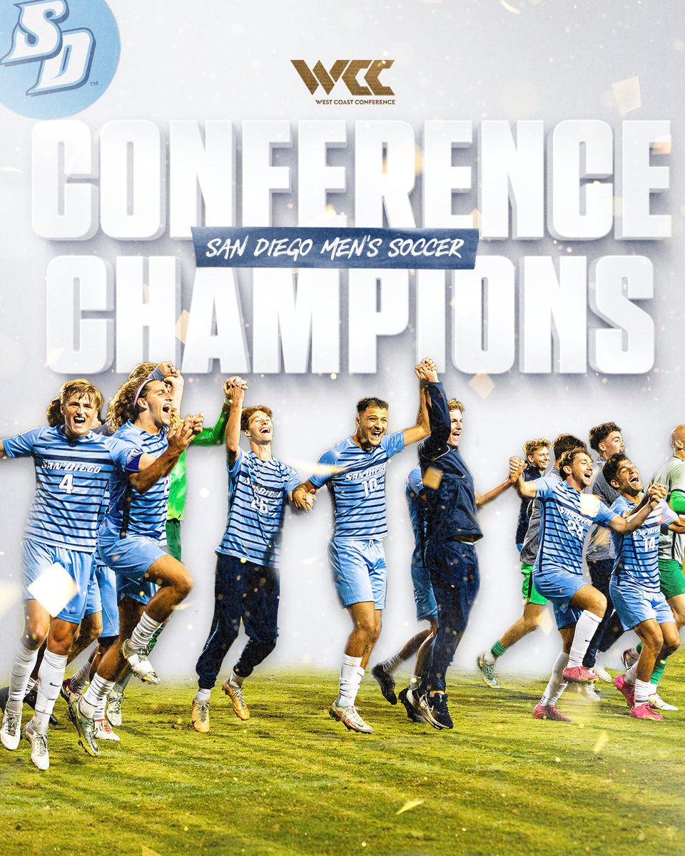 USDToreros's tweet photo. 𝘽𝙖𝙘𝙠-𝙩𝙤-𝙗𝙖𝙘𝙠 🏆

@USDmsoccer are your @WCCsports champions after downing Gonzaga, 1-0! 

#GoToreros https://t.co/oxpETCaLp1