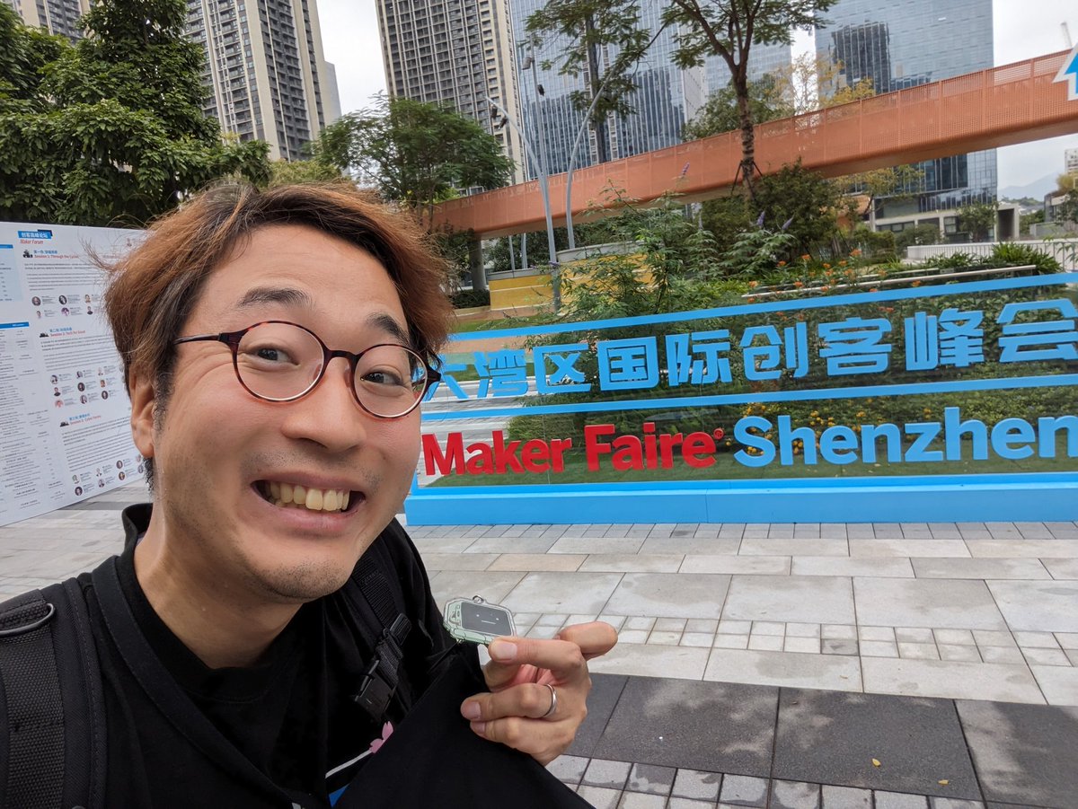 stack_chan's tweet image. #ｽﾀｯｸﾁｬﾝ コミュニティのみんな〜〜〜〜！！！
来たよ！深圳！！🎉🎉🎉
#MFSZ2023 #makerfaireshenzhen
