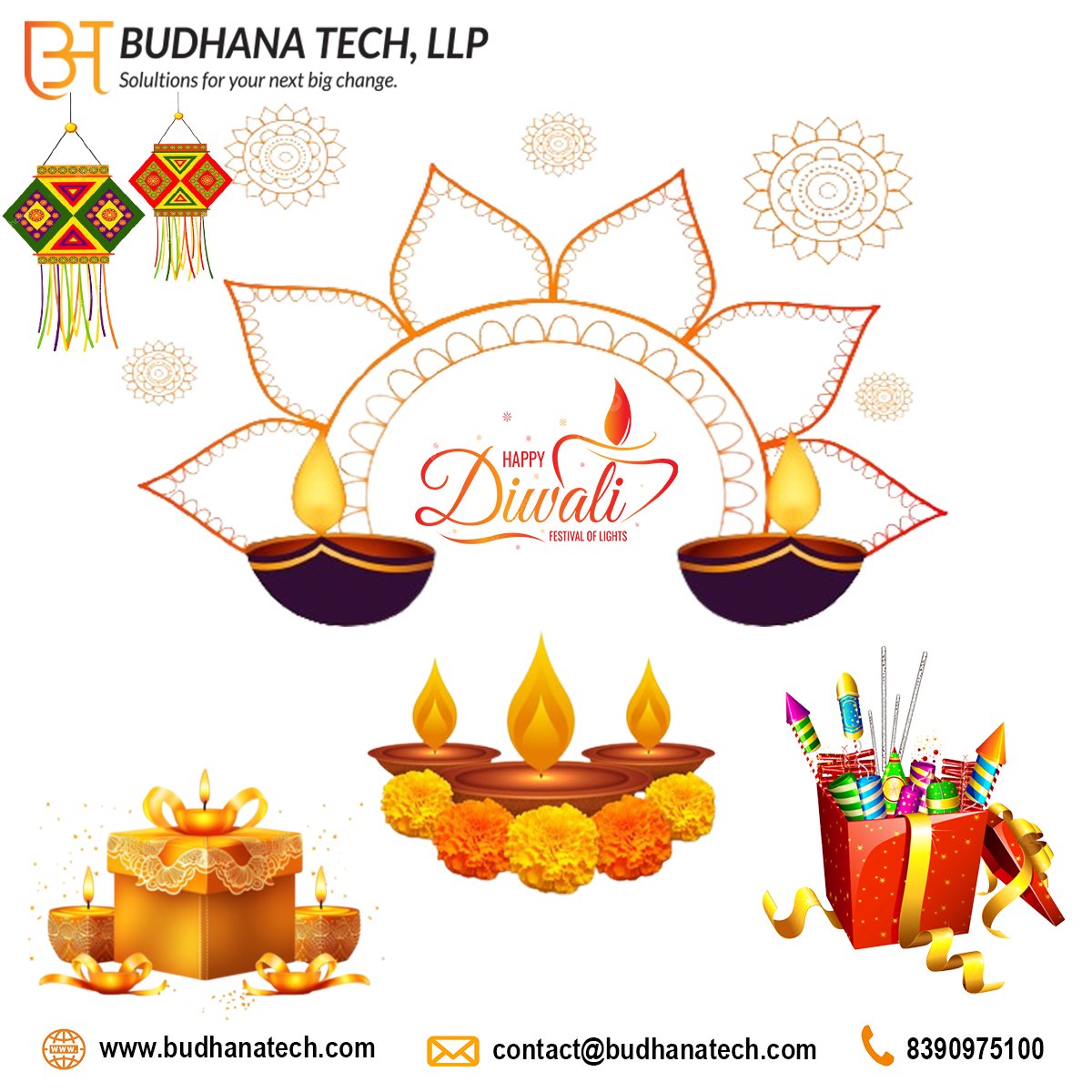 BudhanaTech's tweet image. &quot;May the festival of lights illuminate your life with joy, prosperity, and happiness. Wishing you a Happy Diwali!&quot;
#HappyDiwali #DiwaliCelebration #FestivalOfLights #DiwaliJoy #LightUpYourLife #DiwaliWishes #Deepavali #ProsperityAndPeace #DiwaliGlow #CelebratingTraditions