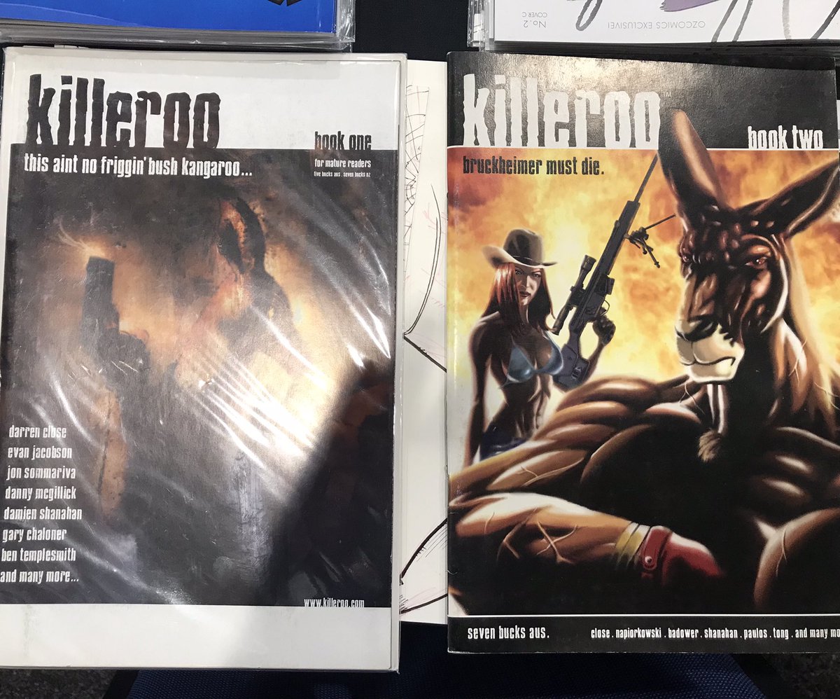 Hello again my old friends… Some Killeroo history here, these have been out of print for quite some time. 

Got a few of them with me here at Brisbane @SupanovaExpo for the completionists among you.

#brisnova #outofprint