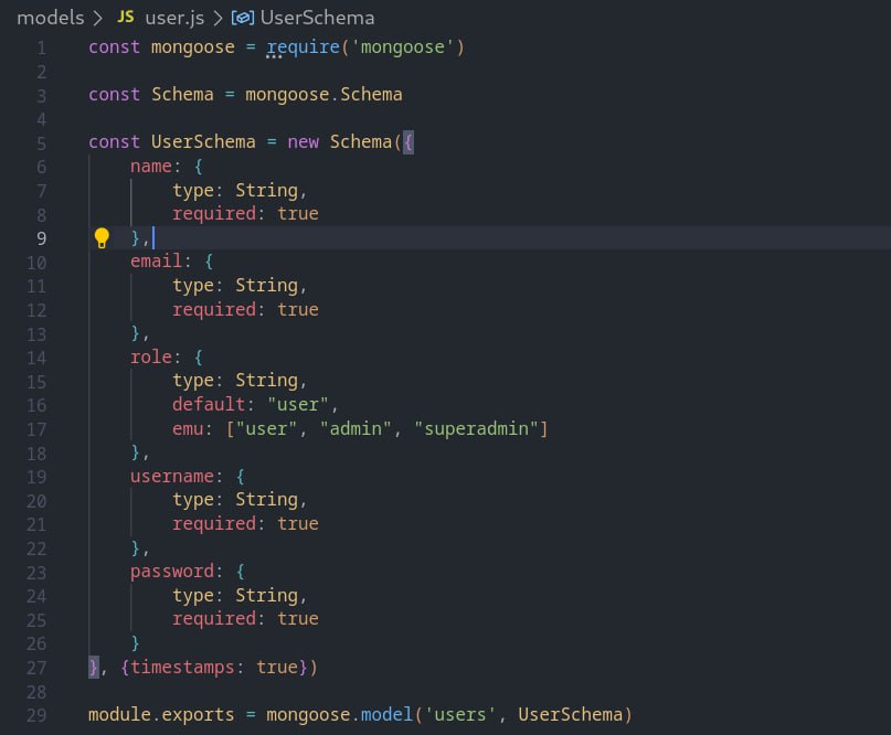 KyaYaaarDhyan's tweet image. User Model Schema 🤖

🤖 Designed a user model with essential attributes like name, email, role, username, and password using Mongoose Schema. #Mongoose #UserModel #SchemaDesign