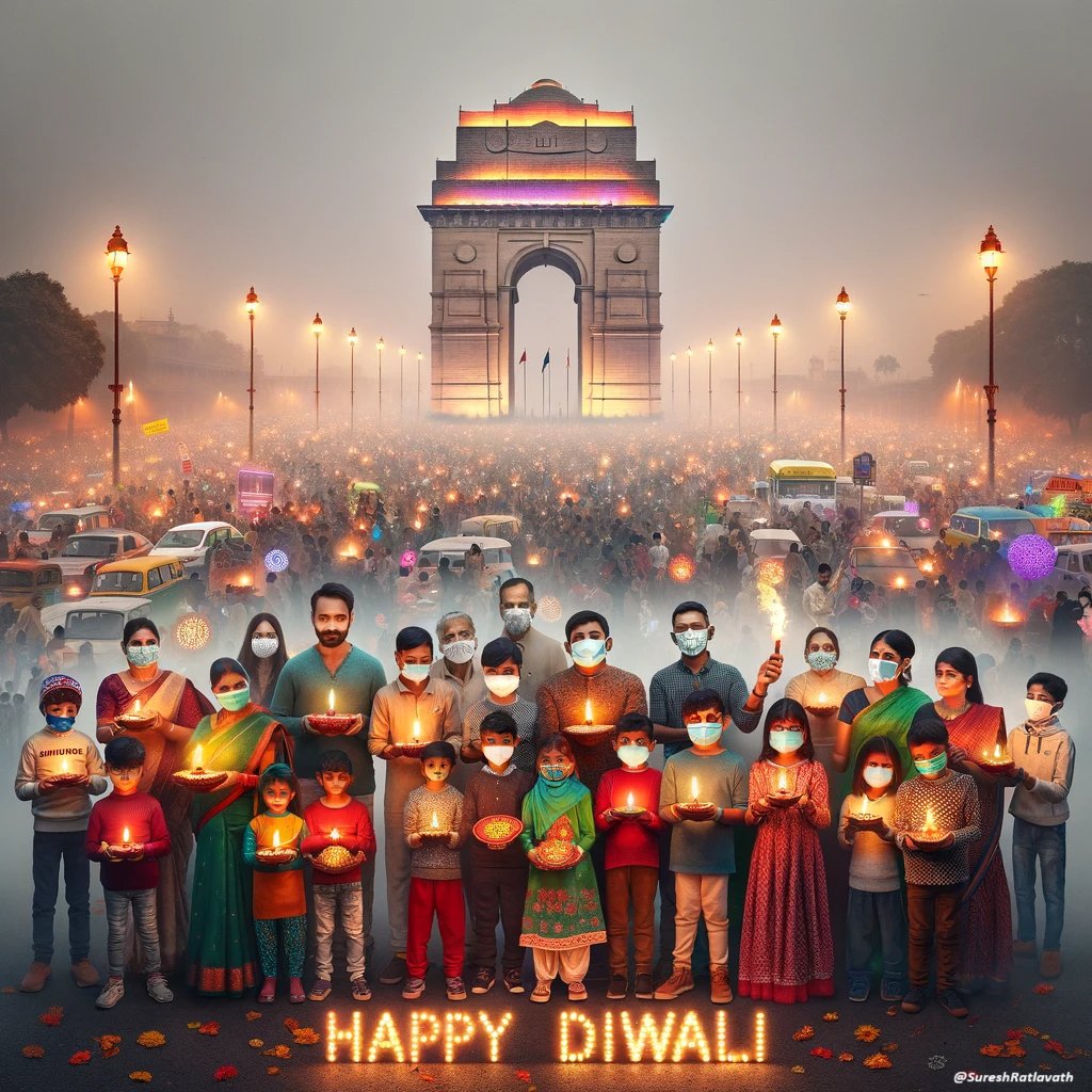 sureshstwt's tweet image. Happy Diwali! 🪔

Here&apos;s an image I created showing how Delhi&apos;s Diwali is both bright and mindful. Let&apos;s celebrate with care for our environment.

#DelhiPollution #DelhiRains