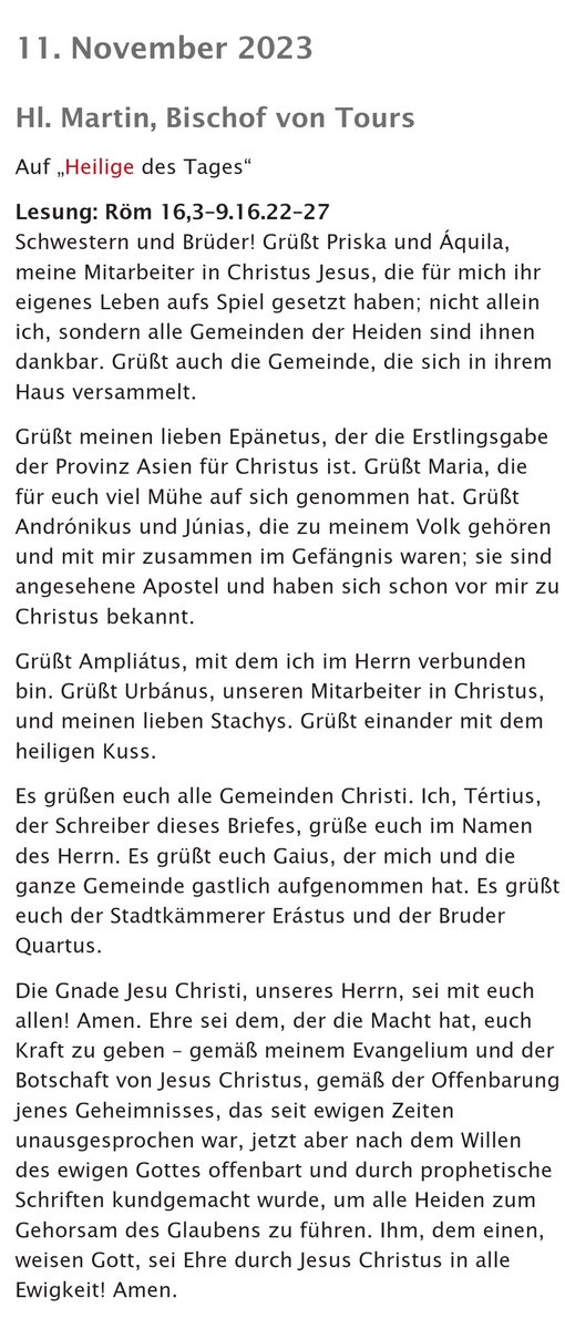 Bellfrell's tweet photo. Guten Morgen am #Martinitag!

#Lesung und #Evangelium zum Tag 
#Christentum #katholisch https://t.co/0m0g2OugWx