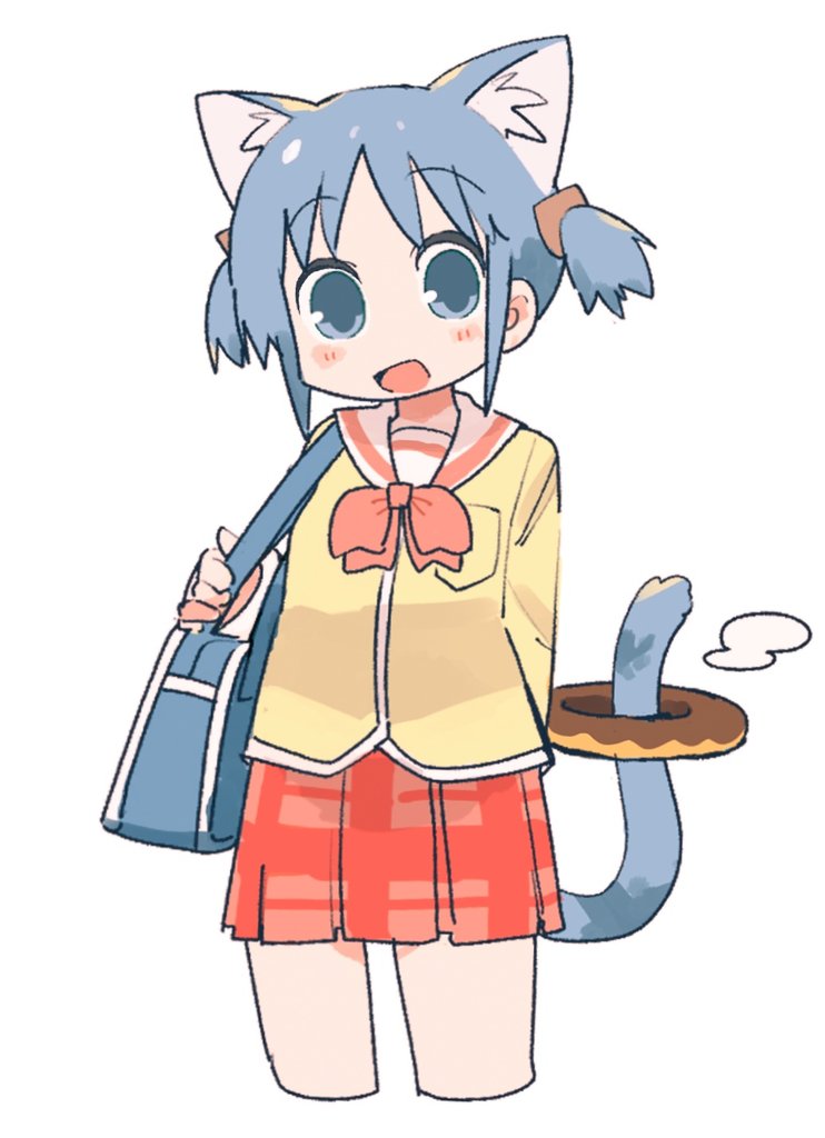 1girl tokisadame school uniform animal ears doughnut solo tail skirt  illustration images