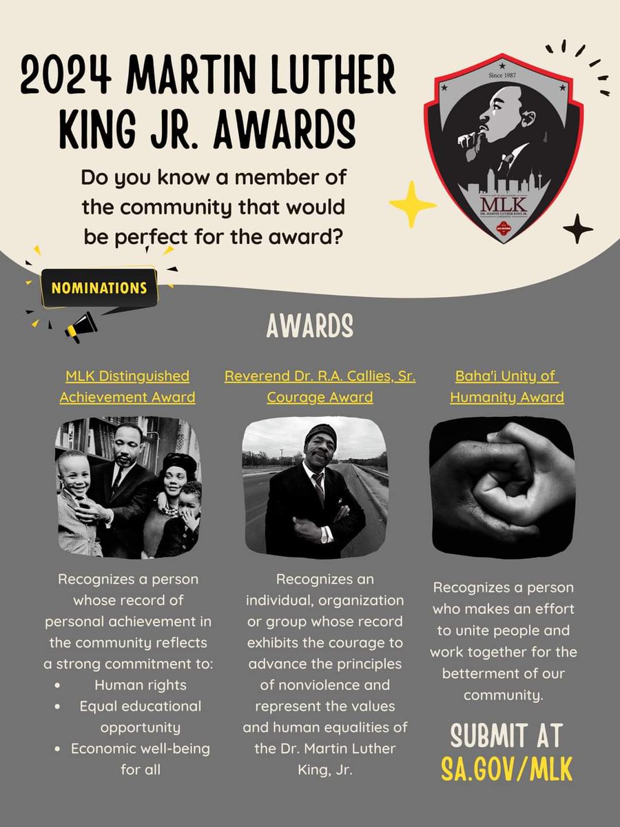 doshiepiper's tweet photo. Join us in honoring the legacy of Dr. Martin Luther King Jr. Let's celebrate and recognize those who continue to inspire and create positive change in our communities. Learn more and submit your nomination at https://t.co/dDkiWgWtsO. Link in bio.  #MLKawards #honoringtheking https://t.co/iUzYTXQ9Im
