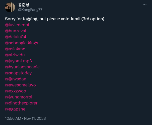 KangFang77's tweet photo. @jumilled Done, I tagged few deobi's on the poll tweet, I hope it works https://t.co/vHiyk79Wp7
