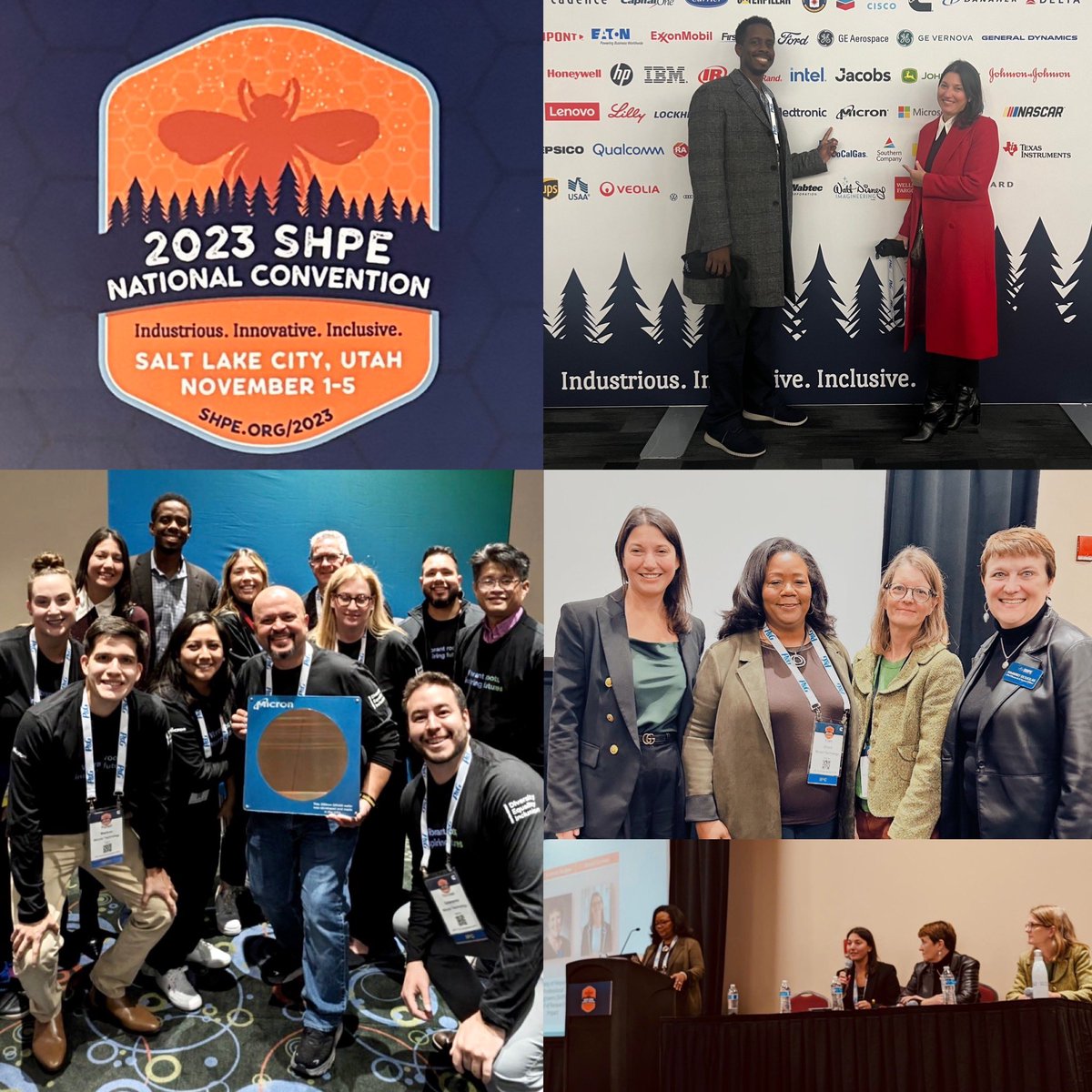 ericapompen's tweet photo. So enjoyed meeting talented students alongside my colleagues at the @SHPE conference, speaking on what the Chips and Science Act means for Latinos and sharing more about @MicronTech plans to create 67,000 U.S. jobs and open up new pathways to opportunities #jobs #STEM https://t.co/1tlKIY3B7i