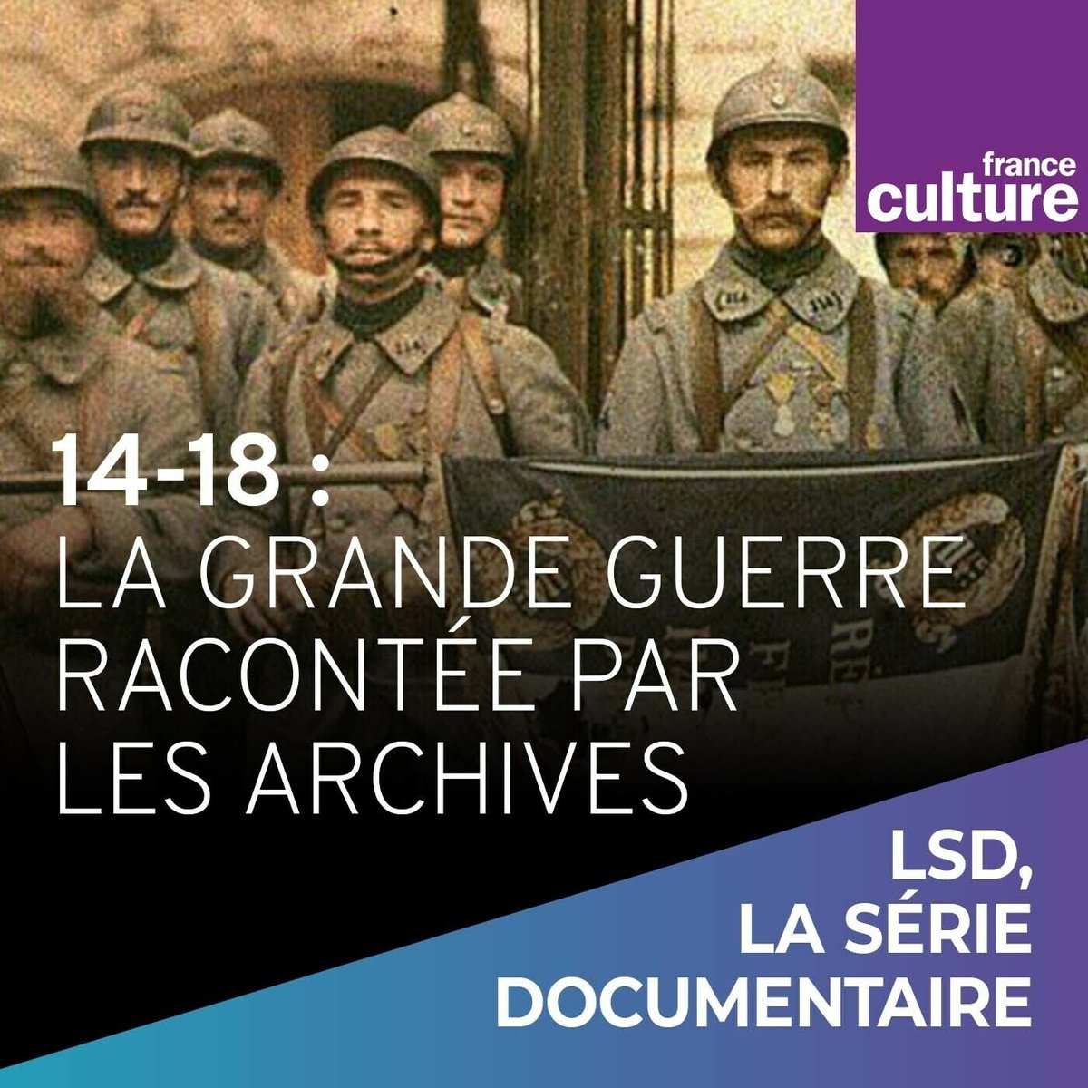 franceculture's tweet image. Poilus, femmes, enfants, grands-parents... Des heures d&apos;archives sélectionnées pour ce documentaire exceptionnel en 4️⃣ parties qui retrace la Première Guerre mondiale à travers les voix de celles et ceux qui l&apos;ont vécue. À écouter absolument !
➡️ l.franceculture.fr/fLo