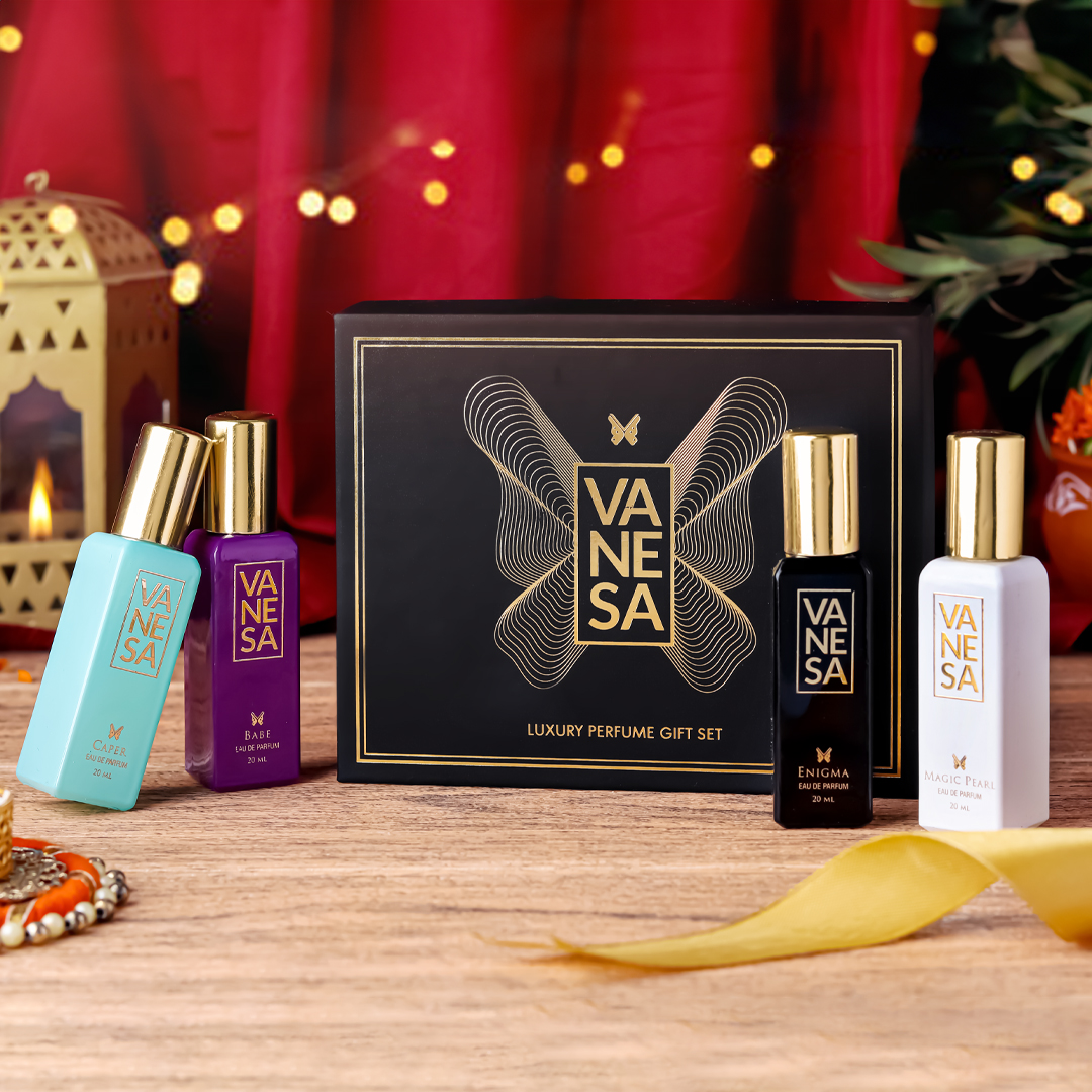 Unveil the magic of the holidays with Vanesa Perfumes which is now coming in 20 ml bottles! Add a touch of festive magic to your style and make a statement wherever you go. #giftpacks #Gift #20Ml #20mlPerfumes #Women #EDP #Perfumes #GiftSetforDiwali #Diwali #Vanesa #VanesaBeauty