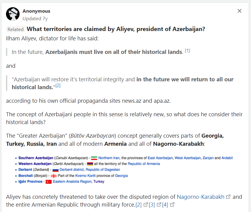 Lily__Ray's tweet image. The &quot;western azer&quot; bs is not a new concept apparently. 
This Quora post is from 7 years ago.
#ProsecuteAliyev